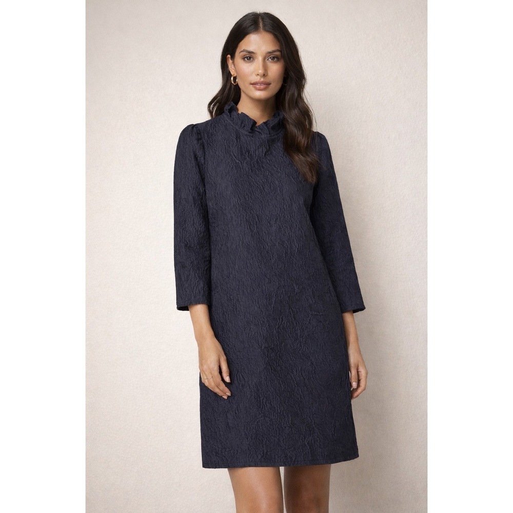 THML Textured Navy Shift Dress w/ Bow Back | Size M | NWT - Picture 1 of 10